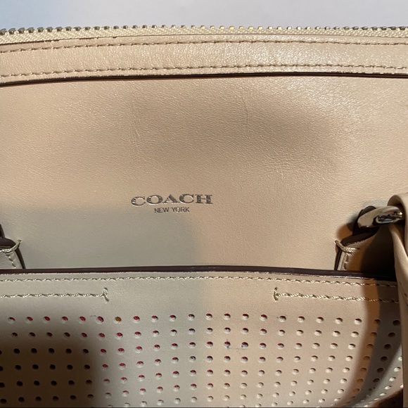 Tan Nude Coach Legacy Perforated Haley Satchel - Picture 2 of 9
